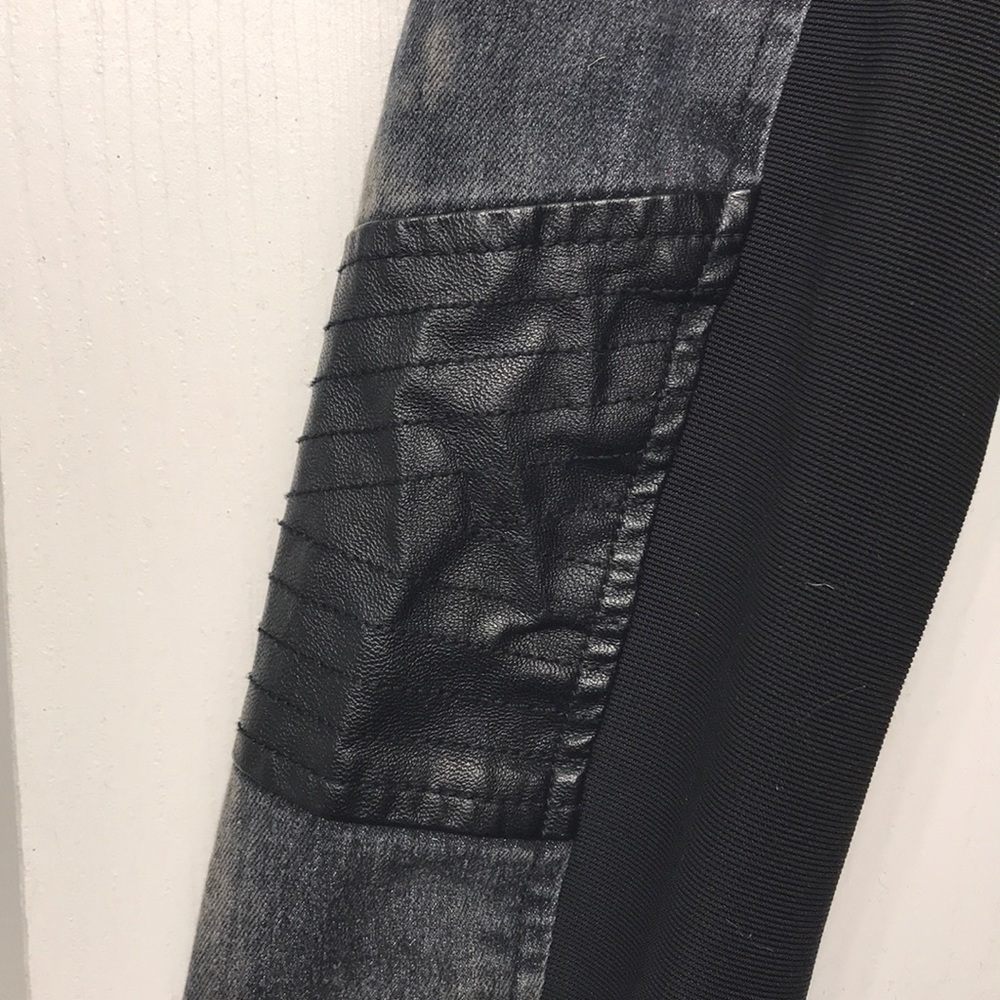 Rare Denim Leather Look Motto Jacket - Picture 3 of 7